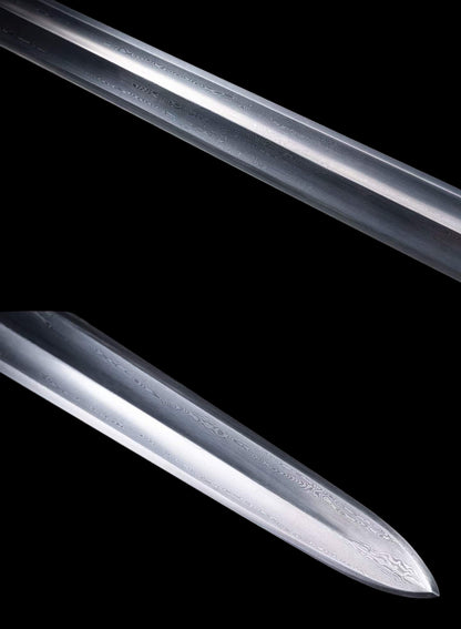 Xuan Heng Sword, Forged Damascus Steel Blade, Pure Copper Fittings, Premium Ebony Wood Handle and Scabbard, Chinese Mythical Taoist Collectible Sword