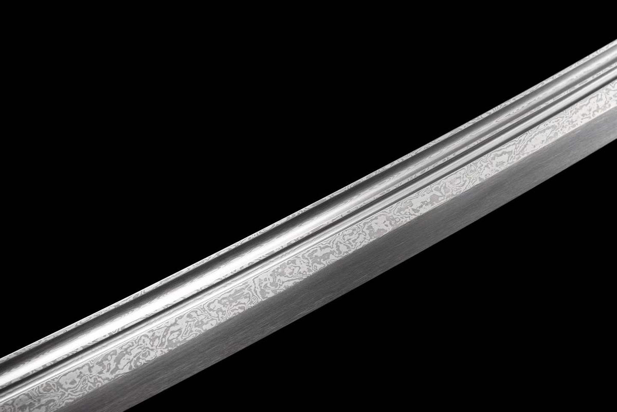 Dragon Roar Mystic Scale, Damascus Steel Forged Blade, Alloy Dragon Fittings, Full Tang Construction, Sharp Edge, Collectible Decorative Sword