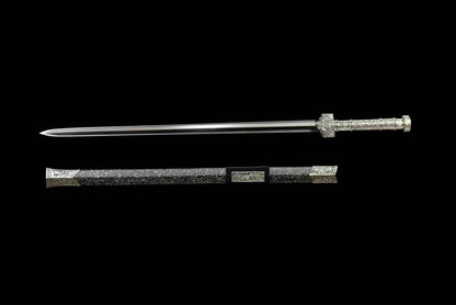 A replica Han dynasty sword with a white copper and seashell sheath.白铜贝壳大汉剑