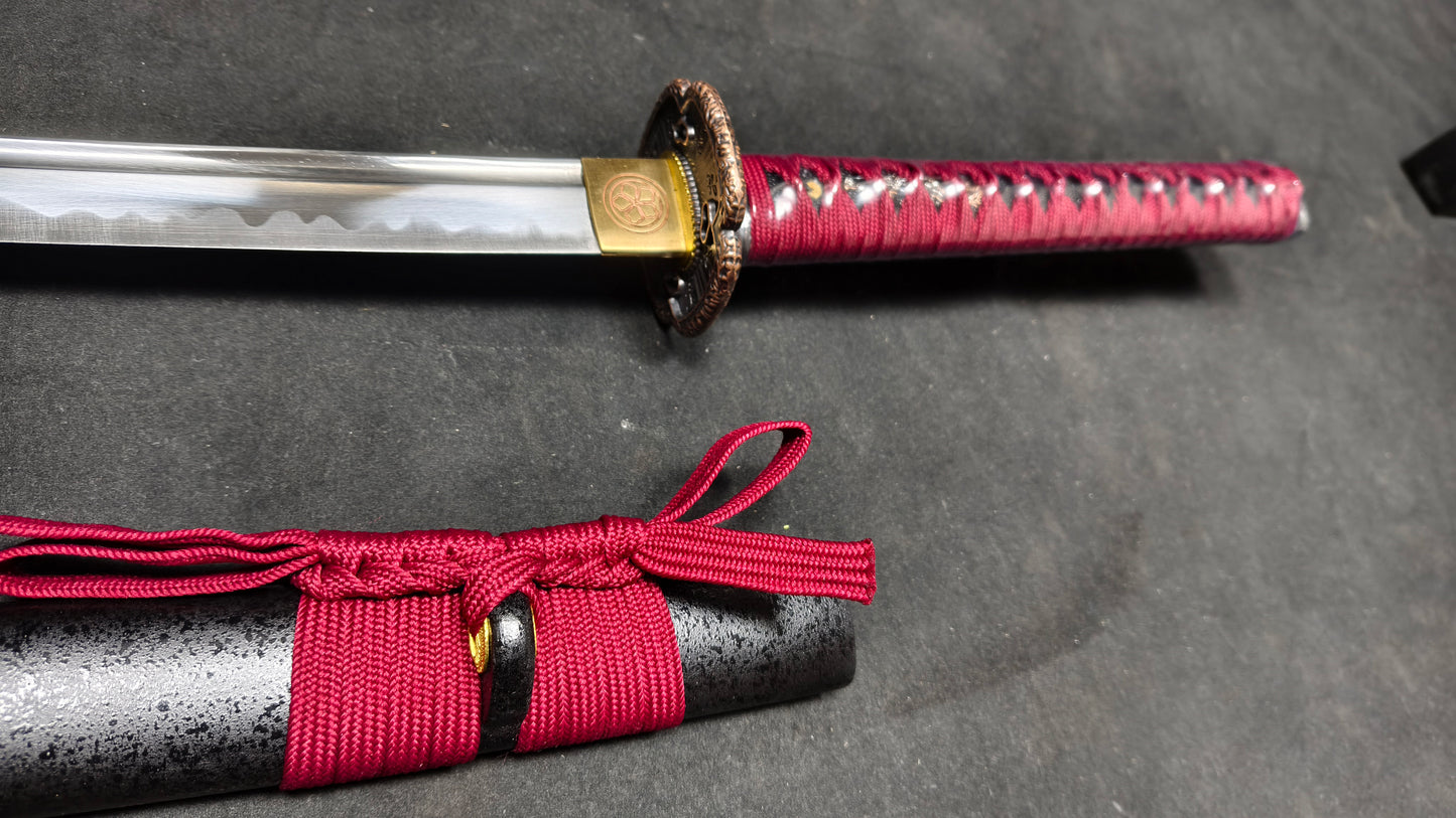 Red Samurai Forged (spring steel) katana very sharp，katana