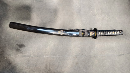 Black blade magic knife（T10 covers the soil and burns the blade to form ripples, quenched black）katana