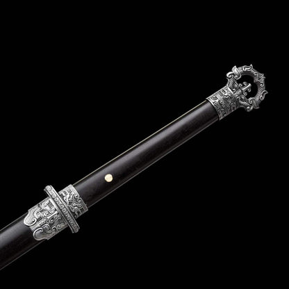 Cold‑Shadow Tang Sword, Full Tang High‑Manganese Steel Forged Sharp Blade, Premium Dragon‑Phoenix Hardwood Handle And Scabbard, Collectible Display Sword