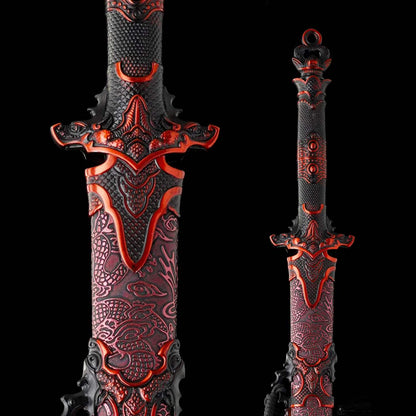 Chixiao Phantom Chinese Sword Replica, Full Tang High‑Manganese Steel Blade, One‑Piece Alloy Handle, Solid Wood Artificial Leather Scabbard, Fantasy Wuxia Decorative Sword