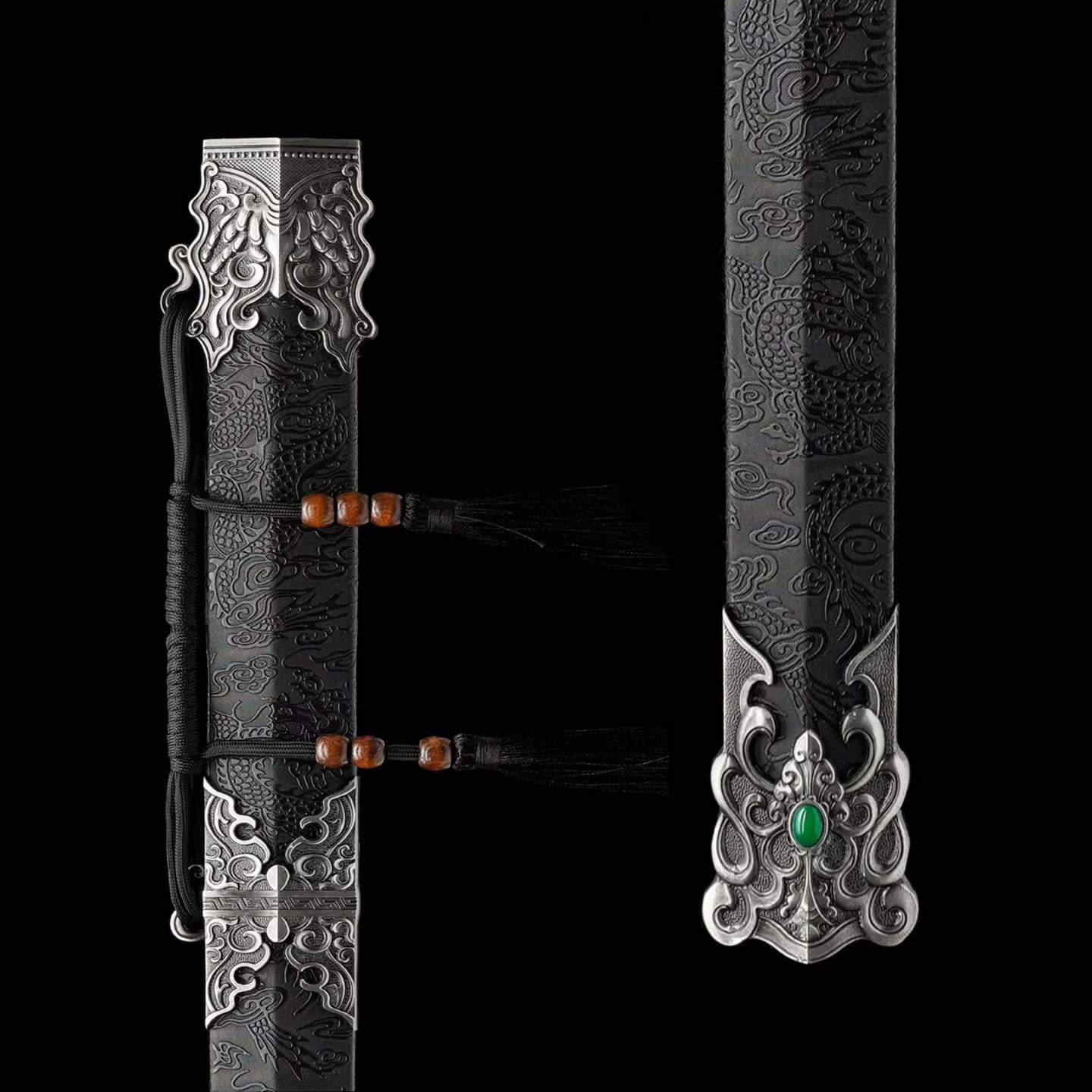 Heaven‑Sword Replica Sword, Full Tang High‑Manganese Steel Sharp Blade, Integrated Alloy Metal Handle, Wood Scabbard With Faux‑Leather Wrapping, Historical Decorative Replica