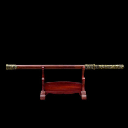 Full Tang Xuanhuang Tang Sword Replica, Sharp Blade, High‑Manganese Steel Blade with Single Groove, Premium Dragon‑Phoenix Sandalwood Scabbard, Historical Chinese Decorative Sword