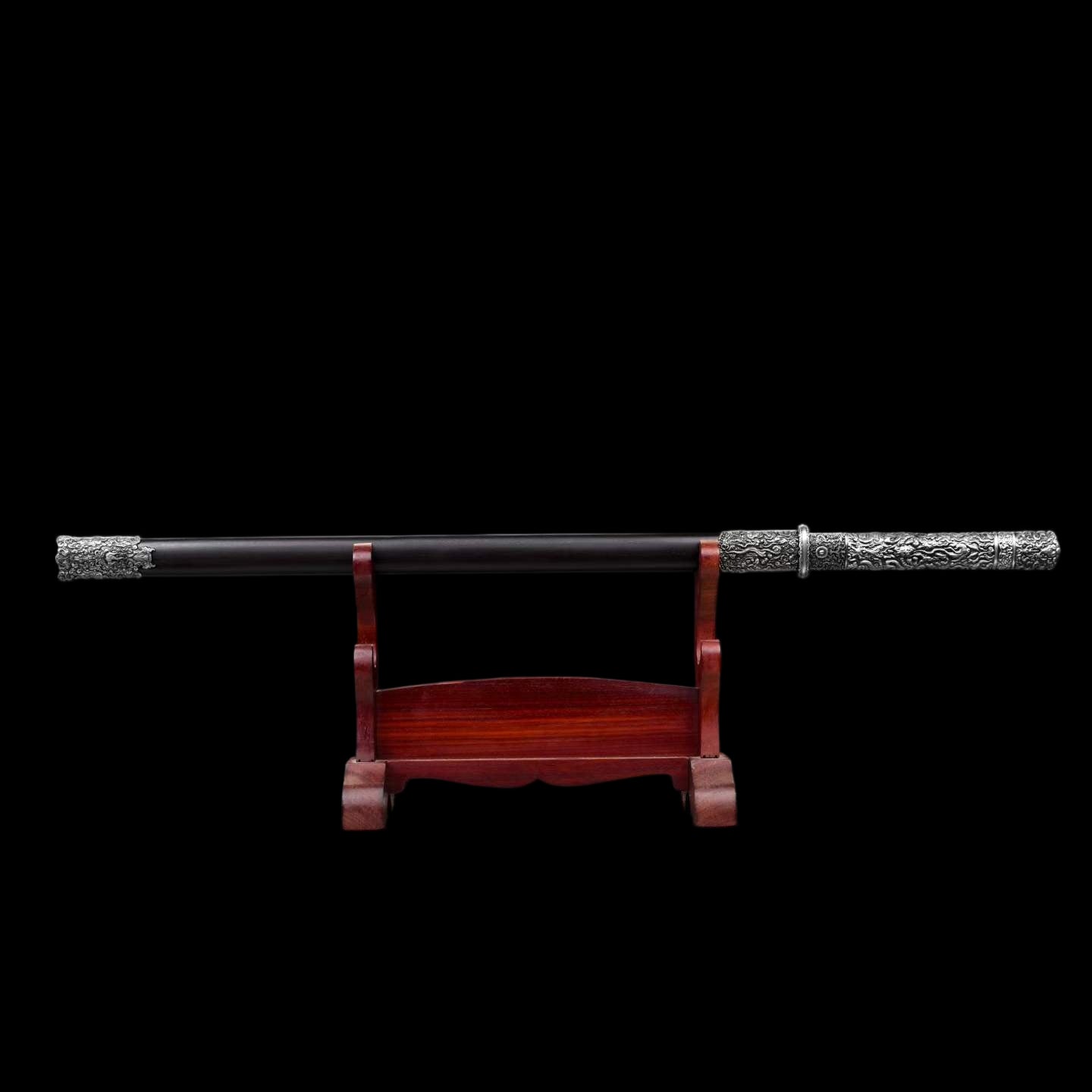 Lie‑Kong Tang Dao, Full Tang Construction, Sharp Blade, High‑Manganese Steel With Single Fuller, Alloy Fittings, Premium Dragon‑Phoenix Hardwood Scabbard, Historical Replica Collectible Sword