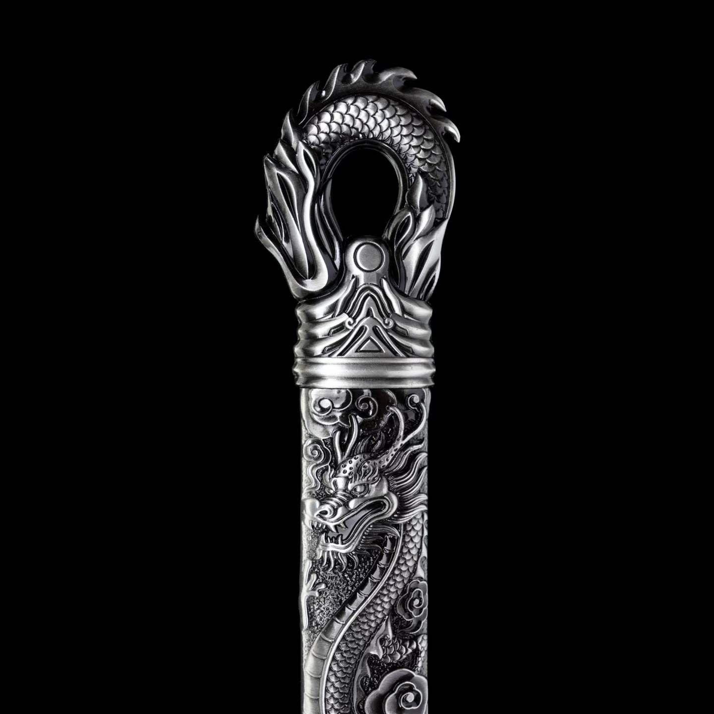 Full Tang Straight Sword Replica, High‑Manganese Steel Blade, One‑Piece Alloy Handle, Wood Artificial Leather Scabbard Historical Collectible Sword