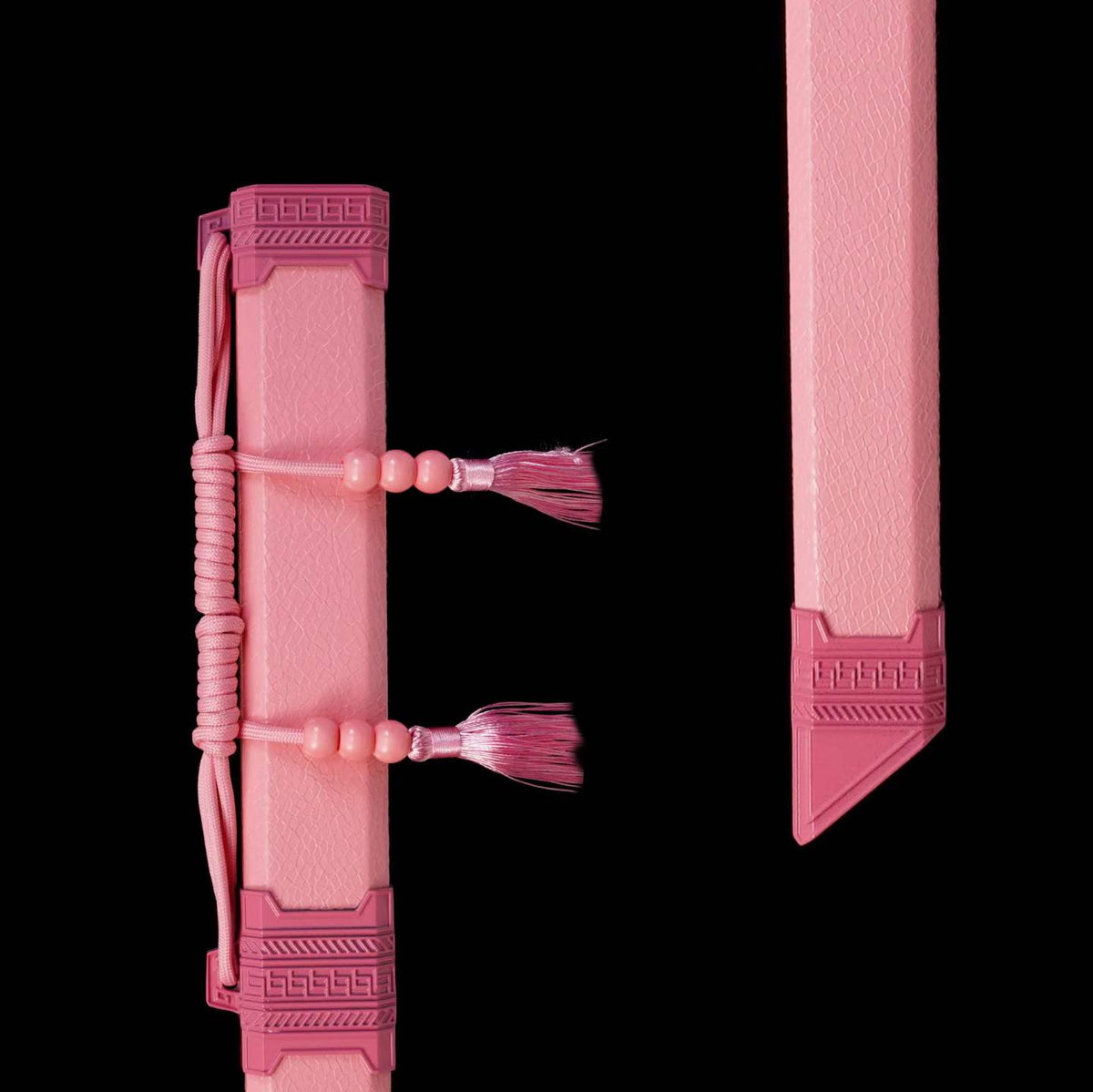 Pink Sakura Dawn Tang Dao, Full Tang, Forged High Manganese Steel, Sharp Edge, Alloy Fittings, Cord‑Wrapped Solid Wood Handle, Artificial Leather Wrapped Solid Wood Scabbard, Decorative Collectible Sword