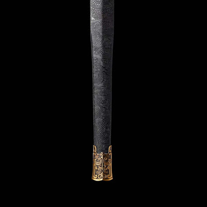 Full Tang Ancient Chu Sword Replica, Sharp Cutting Edge, High‑Manganese Steel Blade, Alloy Fittings, Wood Artificial Leather Scabbard Historical Collectible Sword