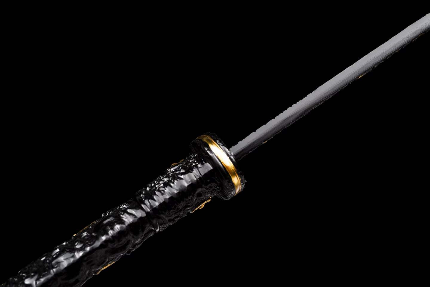 Integrated Full Tang High‑Manganese Steel Tang Straight Dao, Sharp Blade, One‑Piece Metal Handle, Solid Wood Scabbard Black‑Gold Dragon Pattern Ancient Chinese Collectible Sword