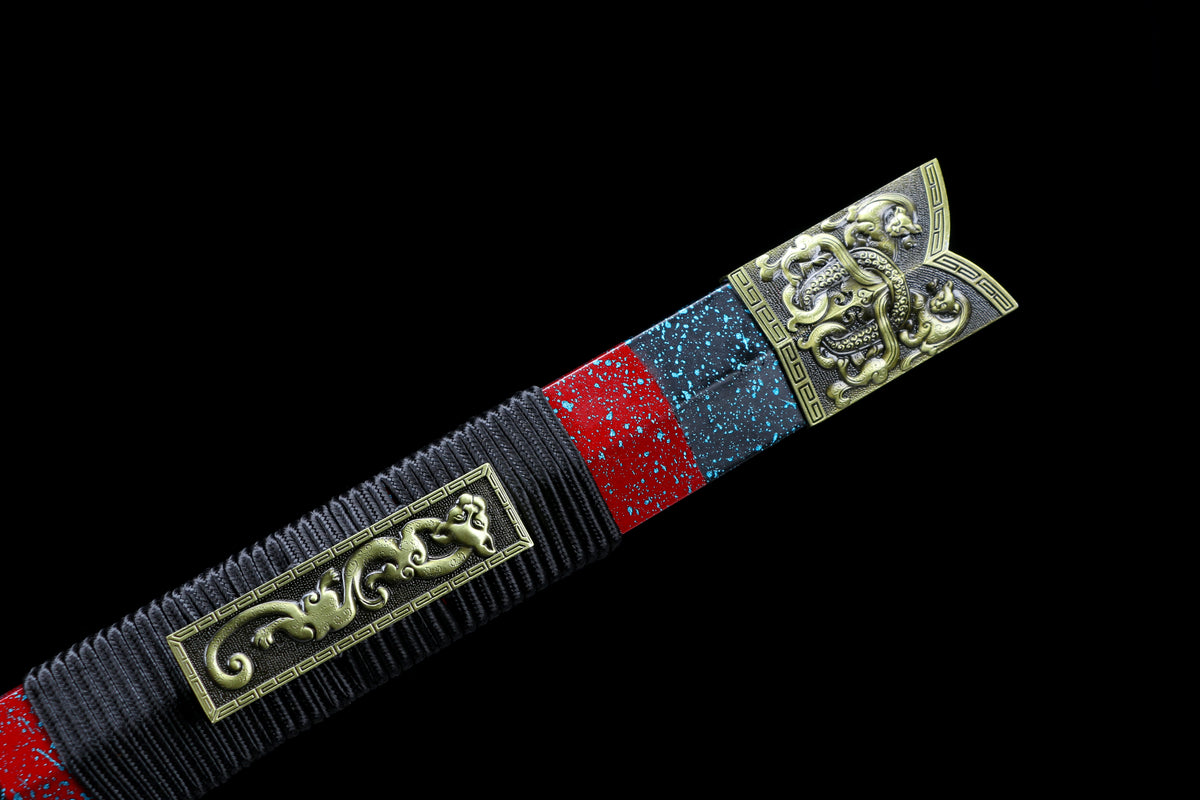 Golden Crow Han Sword, Full Tang Construction, High Manganese Steel Blade, Double Groove Blade, Sharp Edge, Antique Bronze Golden Crow Alloy Fittings, Painted Solid Wood Scabbard, Collectible Decorative Chinese Sword