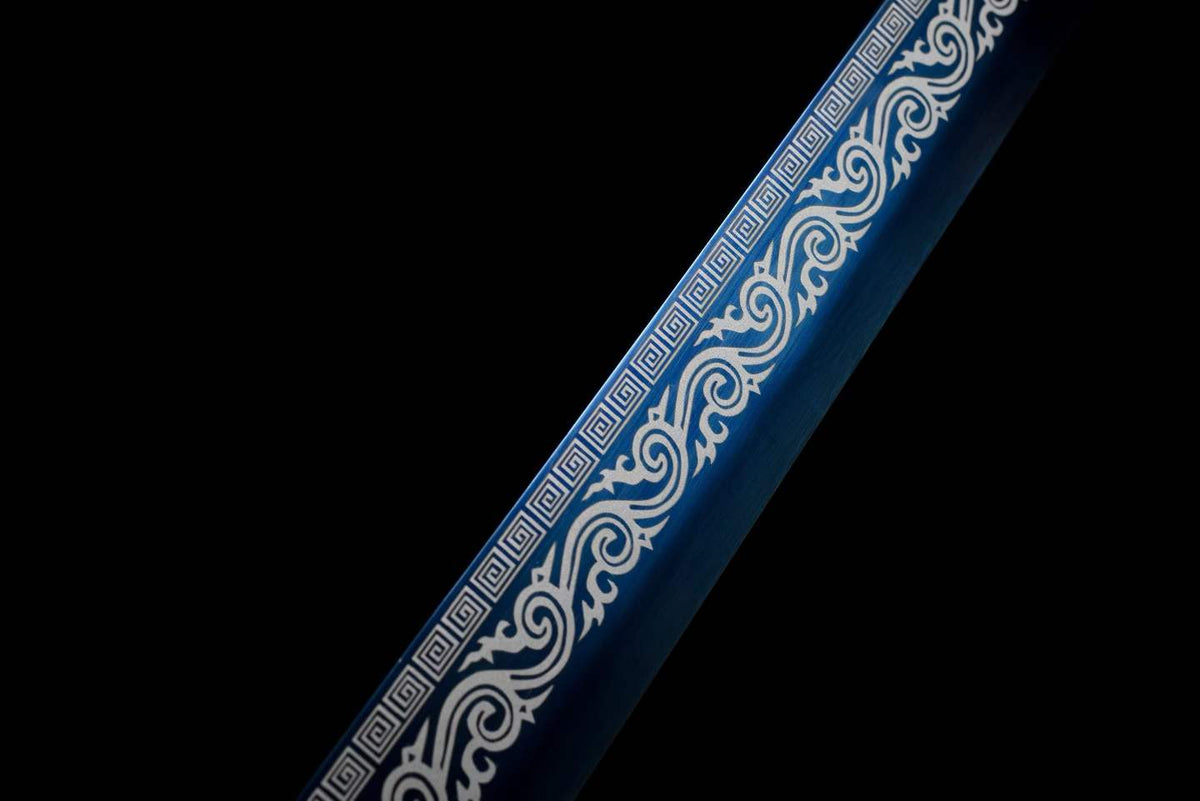 Dragon Roar Mystic Scale, High Manganese Steel Blue Blade, Alloy Dragon Fittings, Full Tang Construction, Sharp Edge, Collectible Decorative Sword