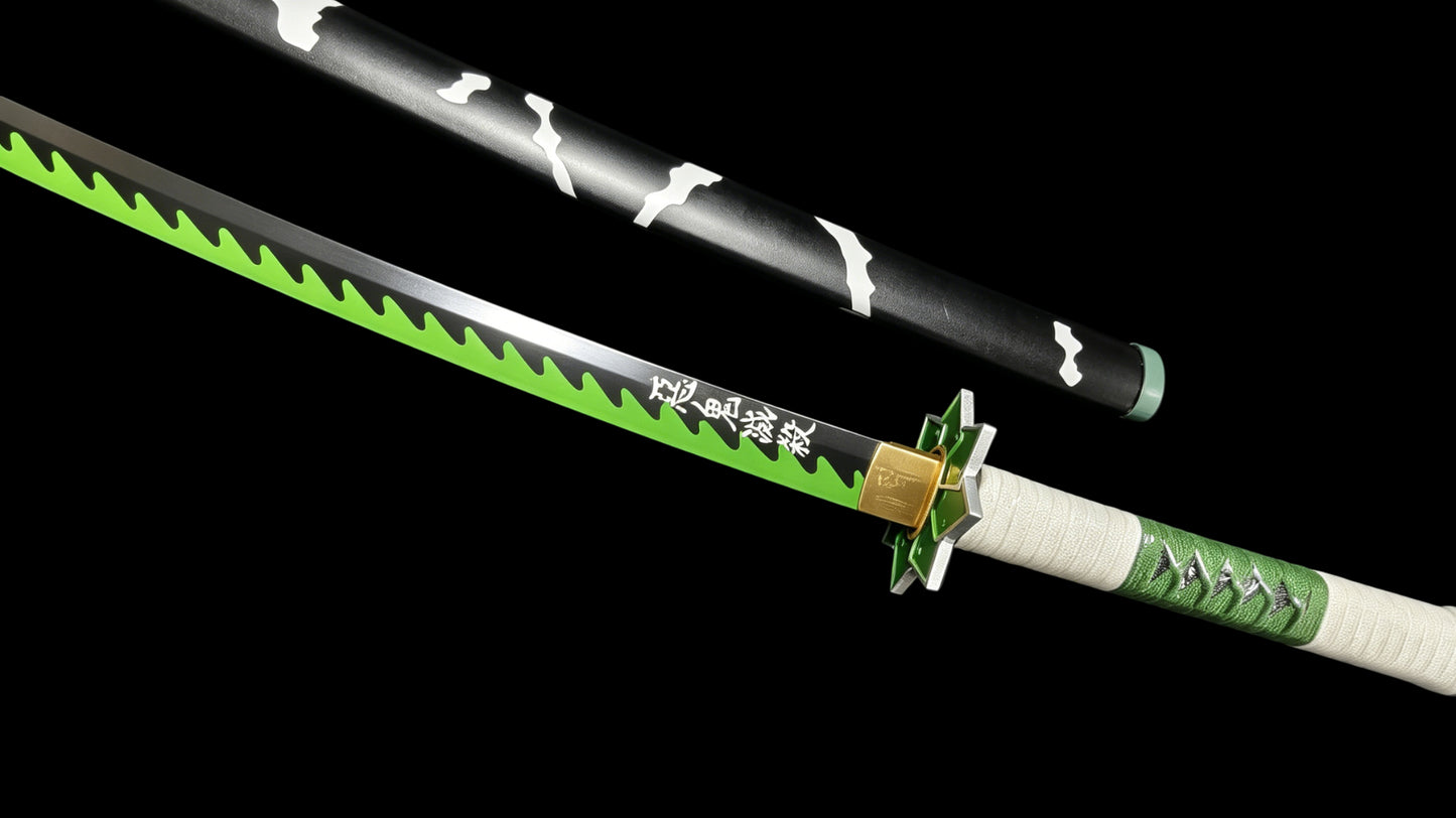 Demon Slayer Sanemi Shinazugawa Nichirin Sword, Full Tang Forged 5160 Spring Steel, Sharp Blade