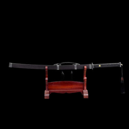 Zhen‑Yuan Ming Official Dao, Full Tang Construction, Sharp Blade, Forged Damascus Steel, Dual Fuller, Dragon‑Phoenix Hardwood Cord‑Wrapped Handle And Scabbard, Historical Replica Collectible Sword