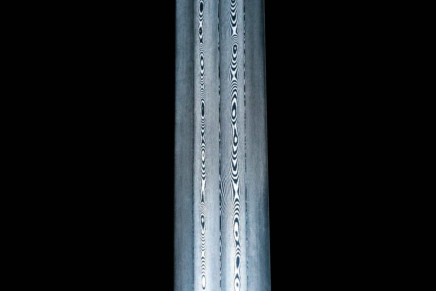 Token Sword, Full Tang, Hand Forged Damascus Steel Chinese Jian, Sharp Blade, Copper Gilt‑Silver Fittings, Ebony Wood Handle & Scabbard, Historical Collectible Sword