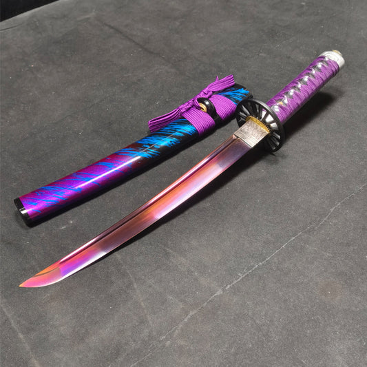 Phantom Assassin，Medium carbon steel (fire-quenched purple blade),katana ,short knife