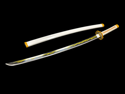 Demon Slayer Zenitsu Agatsuma Nichirin Sword, Full Tang Forged 5160 Spring Steel, Sharp Blade