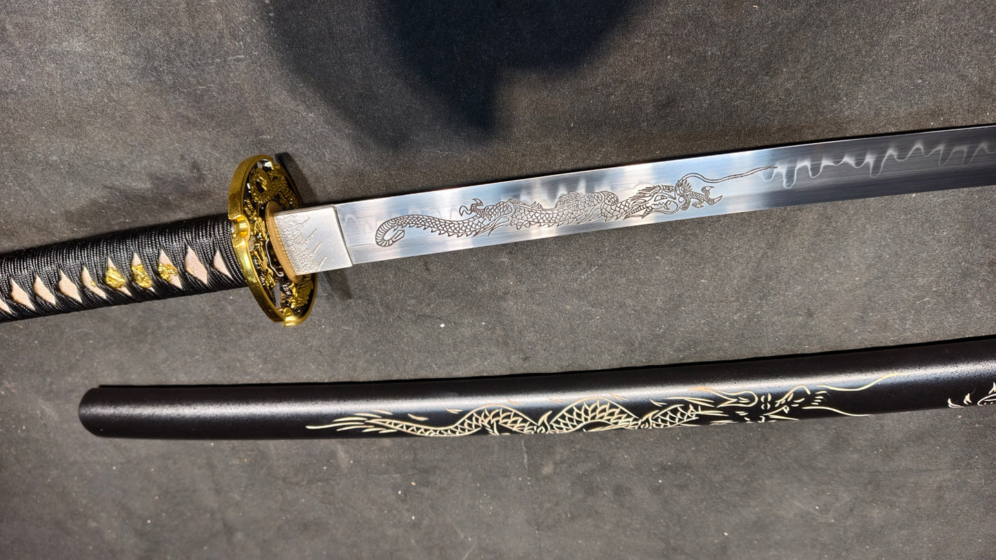 Dragon Knight（T10 earth-covered burnt blade, with dragon pattern engraved on the blade）katana