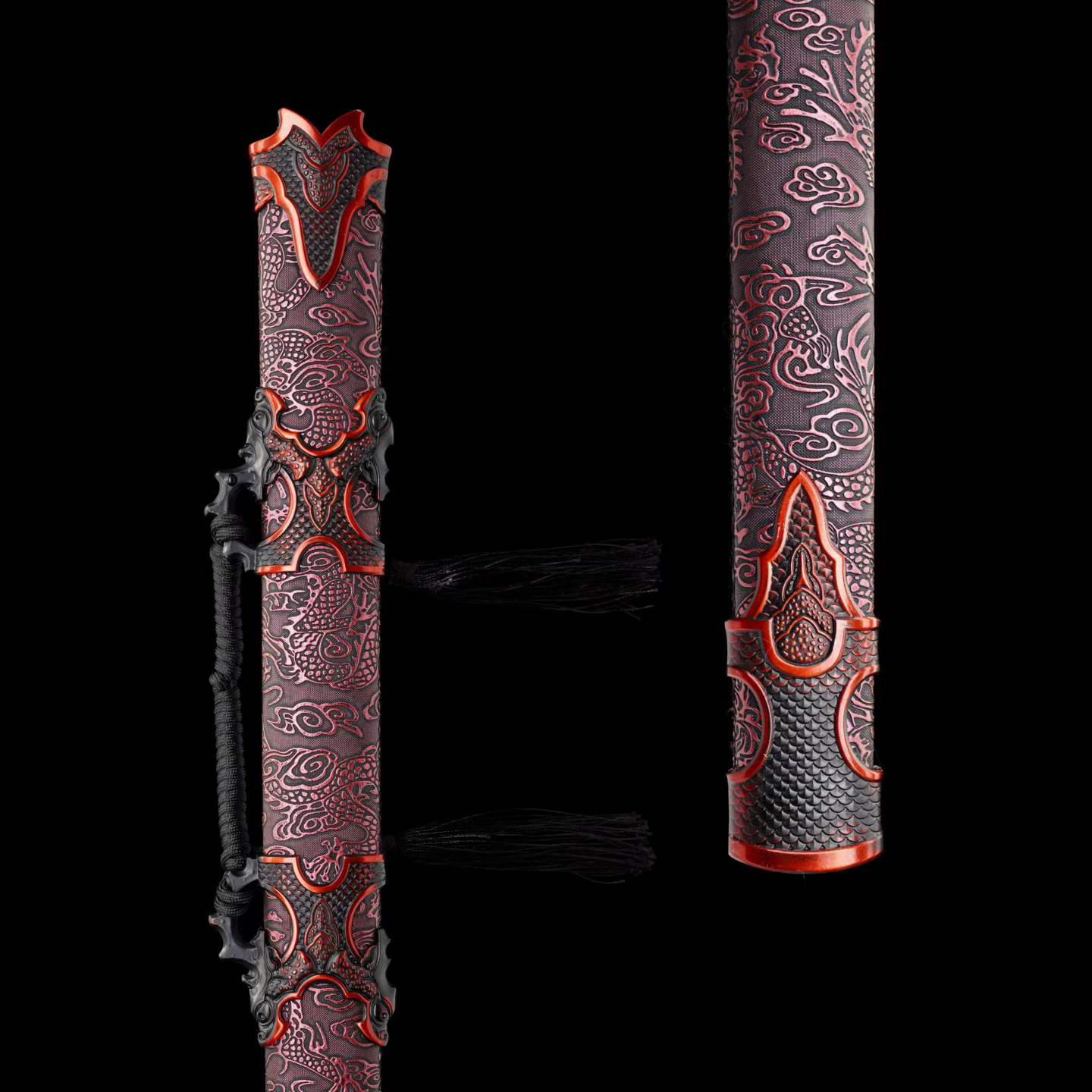 Chixiao Phantom Chinese Sword Replica, Full Tang High‑Manganese Steel Blade, One‑Piece Alloy Handle, Solid Wood Artificial Leather Scabbard, Fantasy Wuxia Decorative Sword