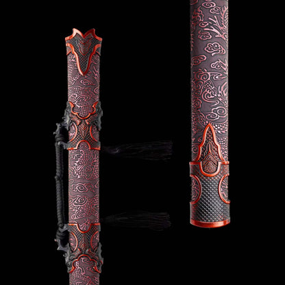 Chixiao Phantom Chinese Sword Replica, Full Tang High‑Manganese Steel Blade, One‑Piece Alloy Handle, Solid Wood Artificial Leather Scabbard, Fantasy Wuxia Decorative Sword