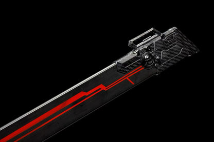 Cyberpunk Tang Dao Full Tang Forged Steel Blade, Futuristic Sci-Fi Circuit Pattern Straight Sword with Aluminum Alloy Scabbard for Cosplay Display Collection