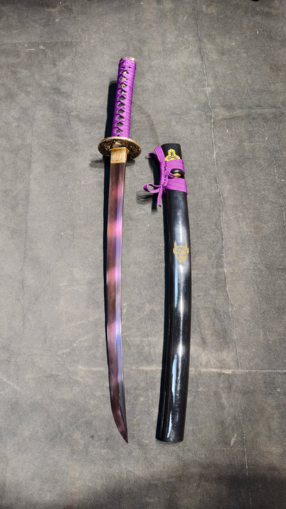 Purple flame t10 forged short knife is very sharp,katana ,short knife