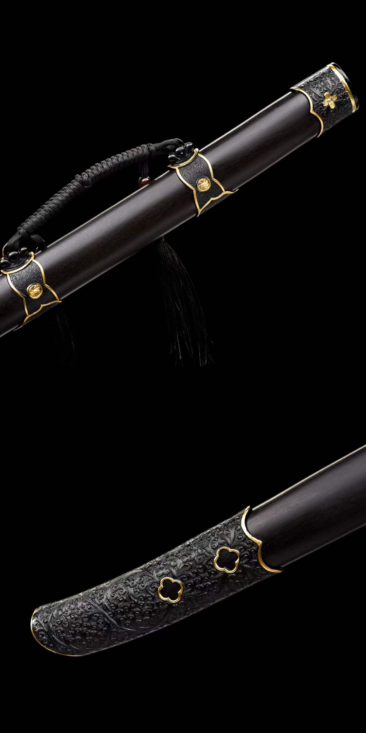 Luoying Ding Baiying Yanling Dao, Full Tang Sharp Blade, High‑Manganese Steel, Premium Dragon‑Phoenix Hardwood Handle & Scabbard, Movie Replica Wuxia Collectible Sword