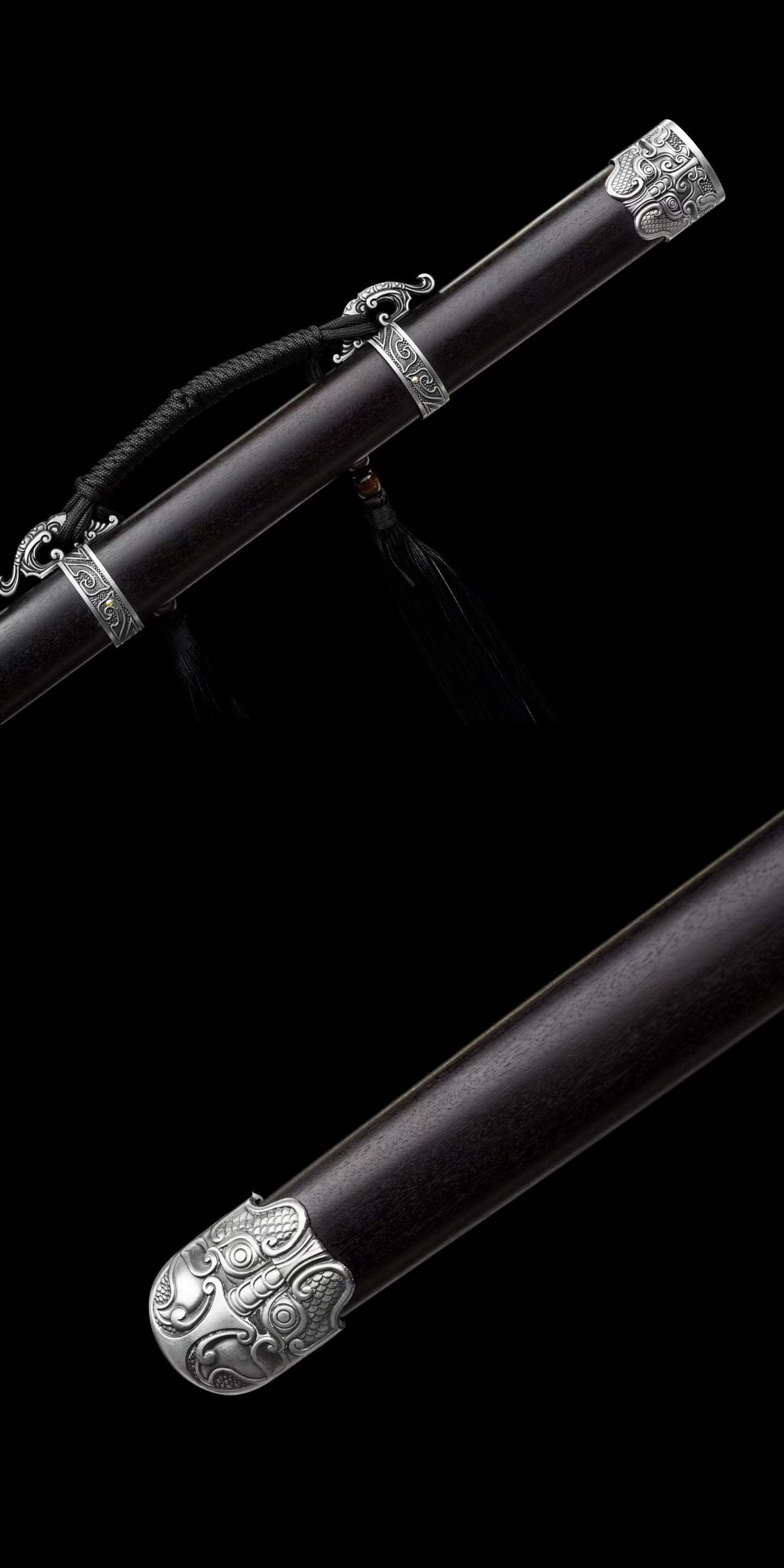 Cold‑Shadow Tang Sword, Full Tang High‑Manganese Steel Forged Sharp Blade, Premium Dragon‑Phoenix Hardwood Handle And Scabbard, Collectible Display Sword