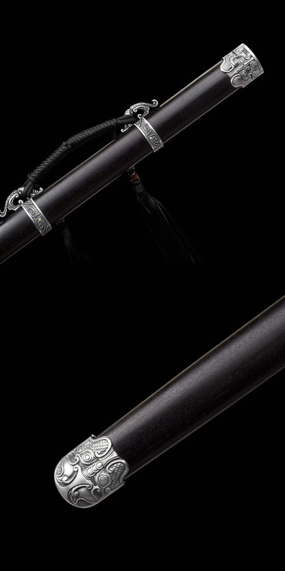 Cold‑Shadow Tang Sword, Full Tang High‑Manganese Steel Forged Sharp Blade, Premium Dragon‑Phoenix Hardwood Handle And Scabbard, Collectible Display Sword