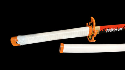 Demon Slayer Kyojuro Rengoku Nichirin Sword, Full Tang Forged 5160 Spring Steel, Sharp Blade