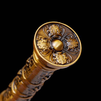 Full Tang Ancient Chu Sword Replica, Sharp Cutting Edge, High‑Manganese Steel Blade, Alloy Fittings, Wood Artificial Leather Scabbard Historical Collectible Sword