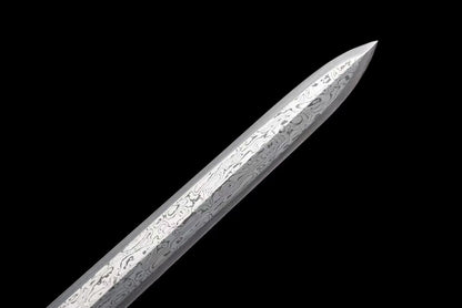 Han Dynasty Damascus Steel Sword, Full Copper Fittings, Premium Dragon‑Phoenix Sandalwood Scabbard, Full‑Tang Construction, Sharp Blade, Hand‑Forged Collectible Decorative Sword