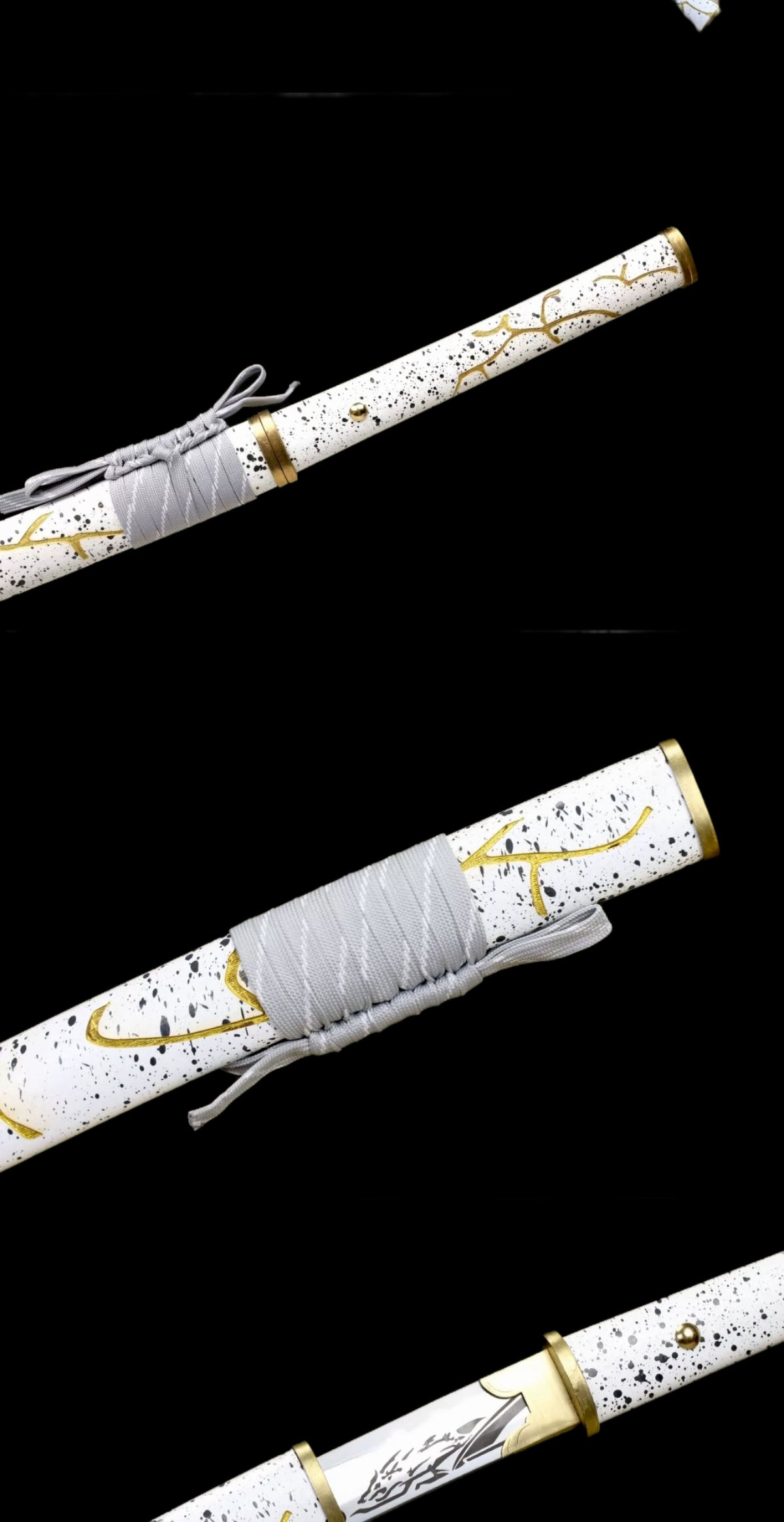 Dawnlight Gilded Katana, Full Tang Construction, High Manganese Steel Blade, Sharp Edge, Brass Fittings, Solid Wood Hand Lacquer Scabbard, Game Replica Sheep Hoof Mountain Soul Toku Iaido Samurai Sword