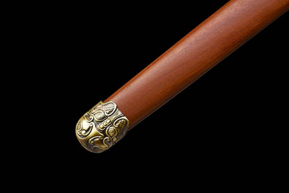 Lock‑Moon Ring‑Pommel Sword, Full Tang Construction, Sharp Blade, High‑Manganese Steel Forged Blade, Premium Dragon‑Phoenix Hardwood Handle And Scabbard, Historical Replica Collectible Sword