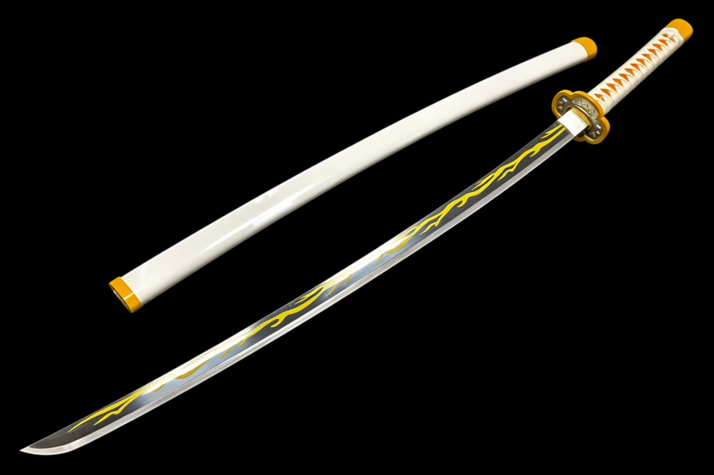 Demon Slayer Zenitsu Agatsuma Nichirin Sword, Full Tang Forged 5160 Spring Steel, Sharp Blade