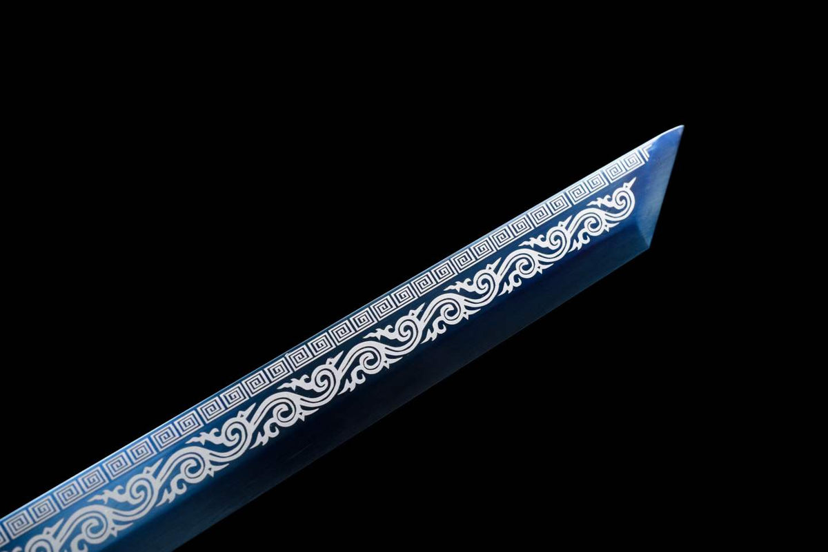 Dragon Roar Mystic Scale, High Manganese Steel Blue Blade, Alloy Dragon Fittings, Full Tang Construction, Sharp Edge, Collectible Decorative Sword