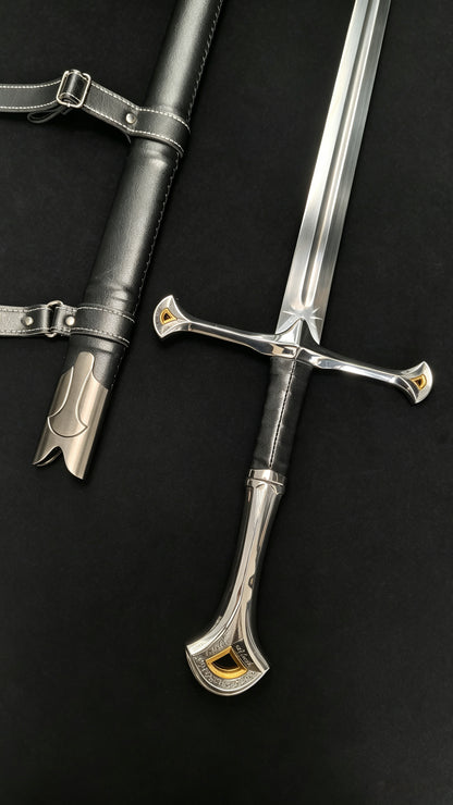 Lord of the Rings Aragorn Narsil Sword, Full Tang 65 Manganese Steel Forged Sharp Blade, High-Gloss Stainless Steel Fittings Real Sword