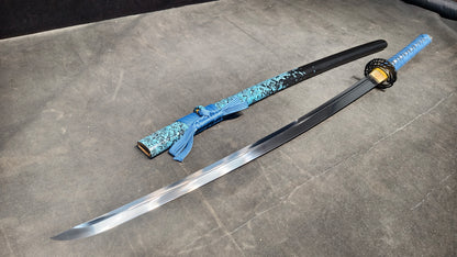 Blue Demonic Fire(spring steel forged) very sharp,katana