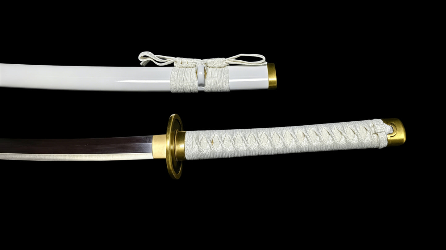 One Piece Zoro Wado Ichimonji Katana Sword, Full Tang Forged 5160 Spring Steel, Sharp Blade