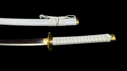 One Piece Zoro Wado Ichimonji Katana Sword, Full Tang Forged 5160 Spring Steel, Sharp Blade