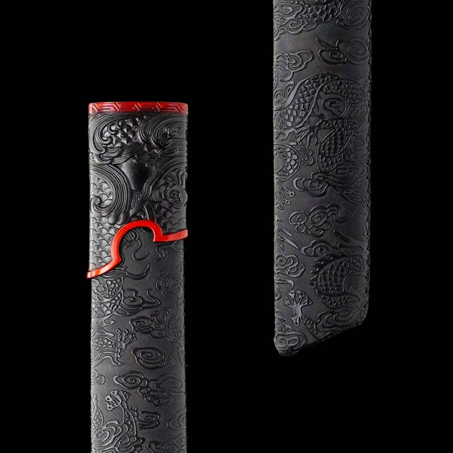 Full Tang Dragon Themed Straight Sword Replica, Sharp Cutting Edge, High‑Manganese Steel Blade, One‑Piece Alloy Handle, Wood Artificial Leather Scabbard Historical Collectible Sword