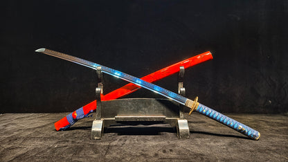 TI0 (covered with soil and burned to create the blade's ripple pattern)katana