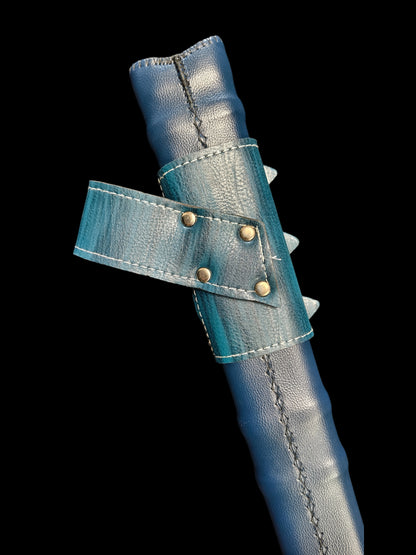 Full Tang 5160 Spring Steel Forged Sharp Single Hand Short European Sword, Blue Hilt with Leather Scabbard