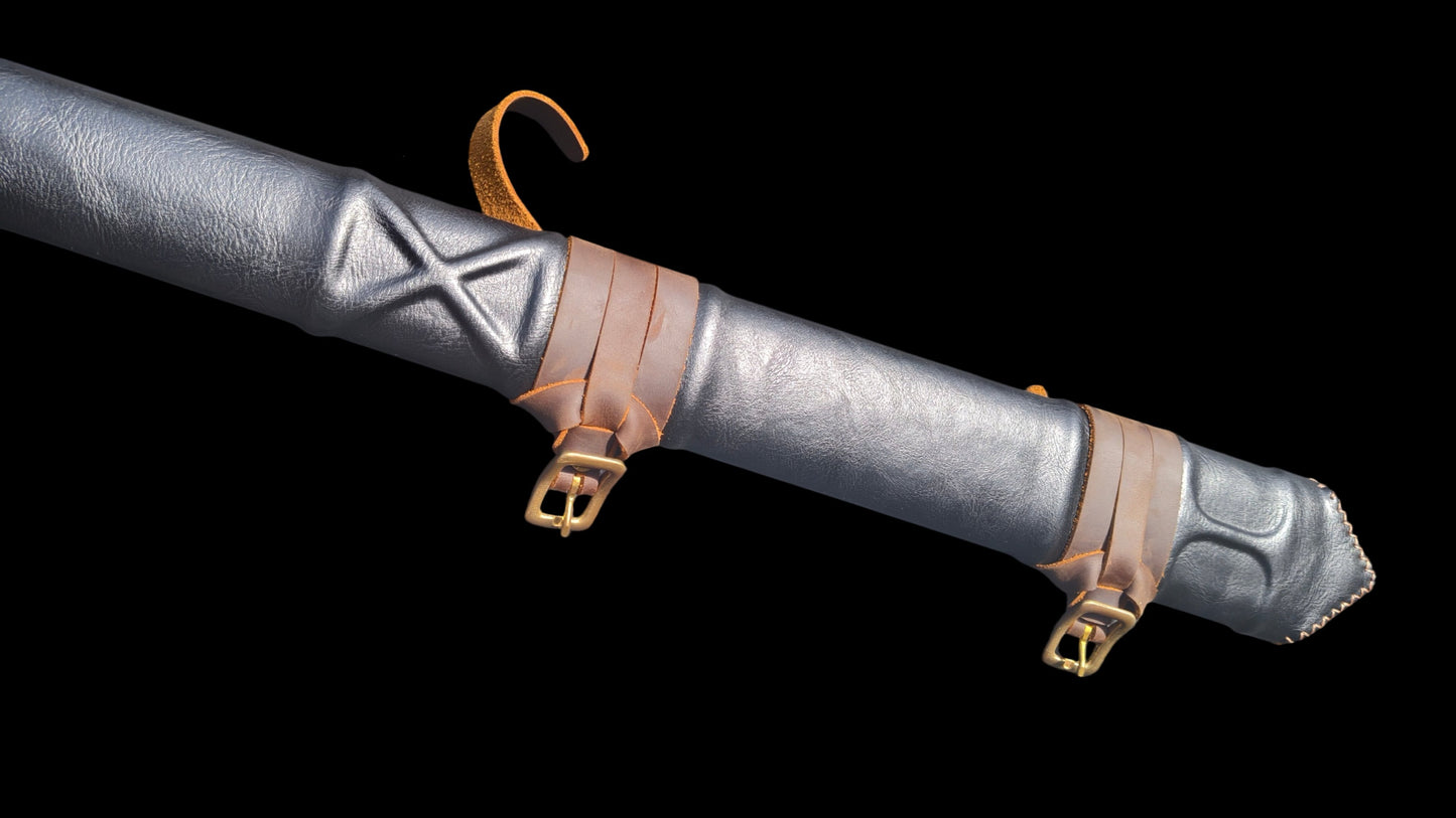 Full Tang Henry’s Short Arming Sword Replica, Sharp Blade, 60Si2CrVA Spring Steel Mirror‑Polished Blade, 304 Stainless Steel Curved Crossguard, Wood & Genuine Cowhide Scabbard, Kingdom Come Deliverance Medieval Historical Collectible Sword