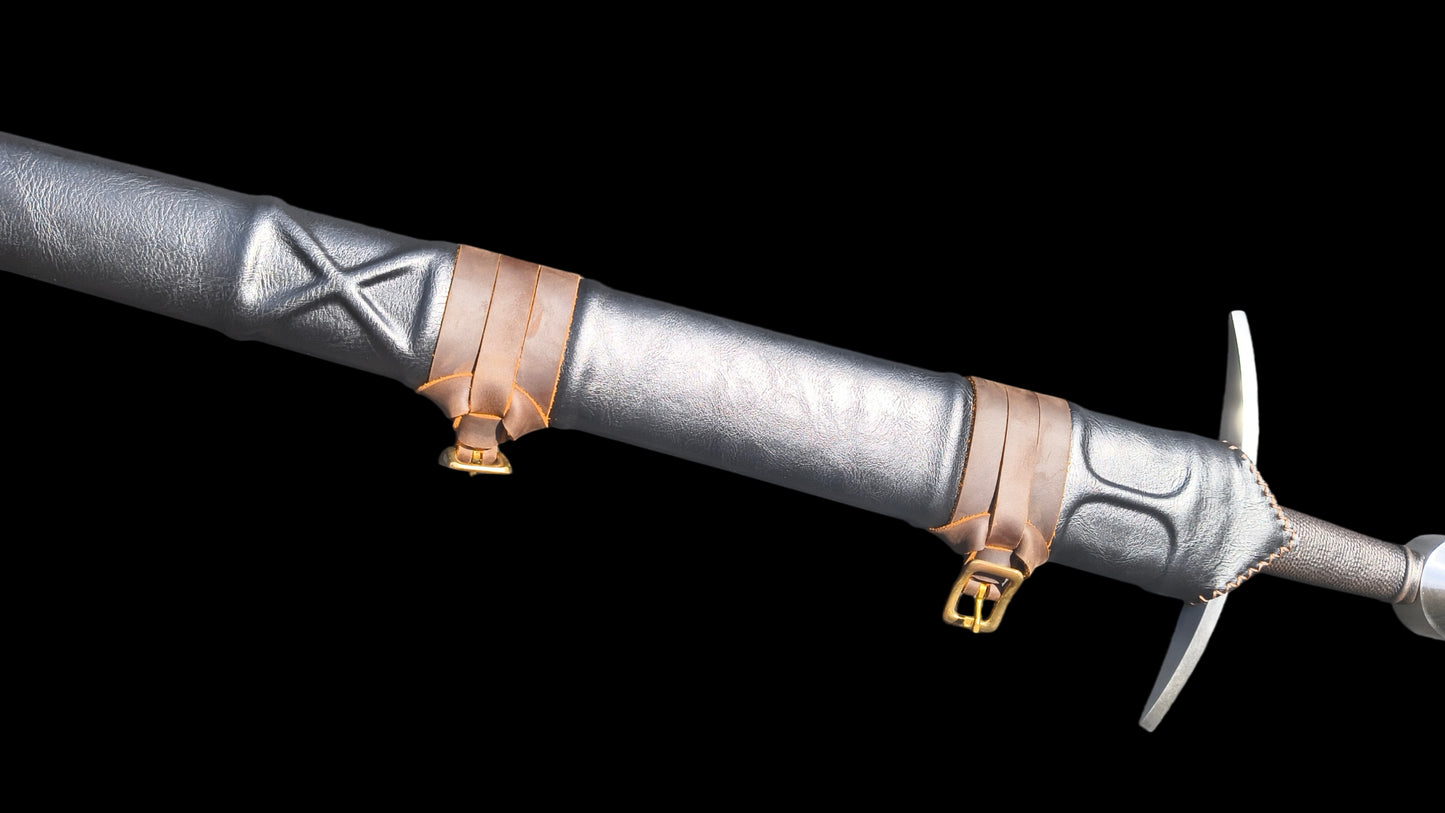 Full Tang Henry’s Short Arming Sword Replica, Sharp Blade, 60Si2CrVA Spring Steel Mirror‑Polished Blade, 304 Stainless Steel Curved Crossguard, Wood & Genuine Cowhide Scabbard, Kingdom Come Deliverance Medieval Historical Collectible Sword