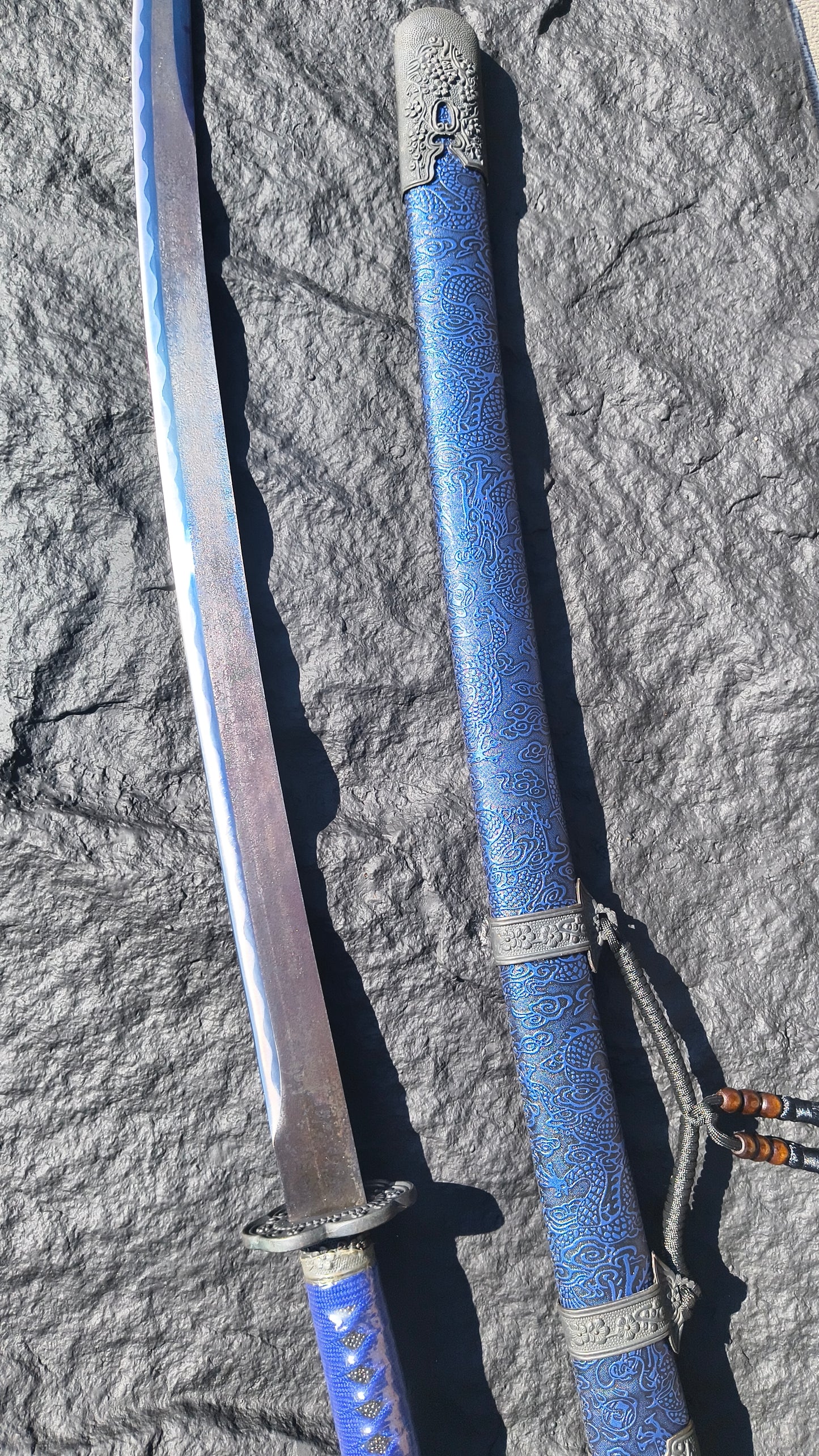 Integrated Full Tang Spring Steel Vintage Waist Saber with Sharp Blade, Antique Alloy Fittings Solid Wood PU Scabbard Oriental Style Collectible