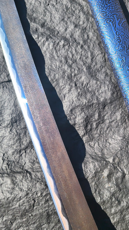 Integrated Full Tang Spring Steel Vintage Waist Saber with Sharp Blade, Antique Alloy Fittings Solid Wood PU Scabbard Oriental Style Collectible