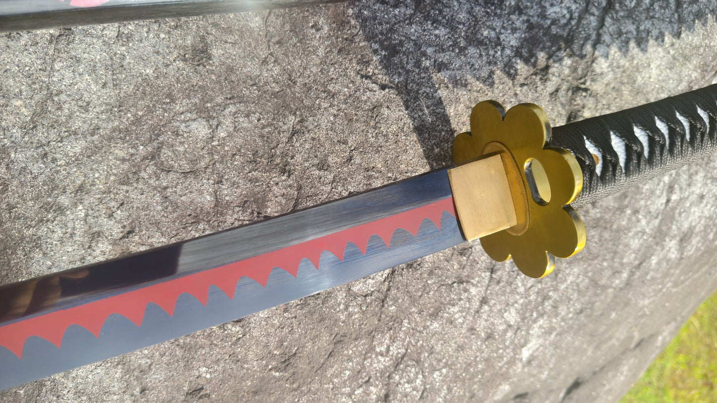 Full Tang Roronoa Zoro Shusui Sword Replica, Sharp Blade, 5160 Steel Forged Blade, Alloy Fittings, Solid Wood Painted Scabbard, One Piece Anime Cosplay Collectible Katana