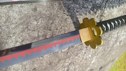 Full Tang Roronoa Zoro Shusui Sword Replica, Sharp Blade, 5160 Steel Forged Blade, Alloy Fittings, Solid Wood Painted Scabbard, One Piece Anime Cosplay Collectible Katana