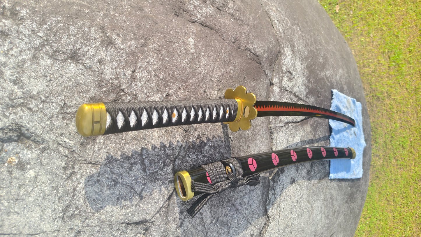 Full Tang Roronoa Zoro Shusui Sword Replica, Sharp Blade, 5160 Steel Forged Blade, Alloy Fittings, Solid Wood Painted Scabbard, One Piece Anime Cosplay Collectible Katana
